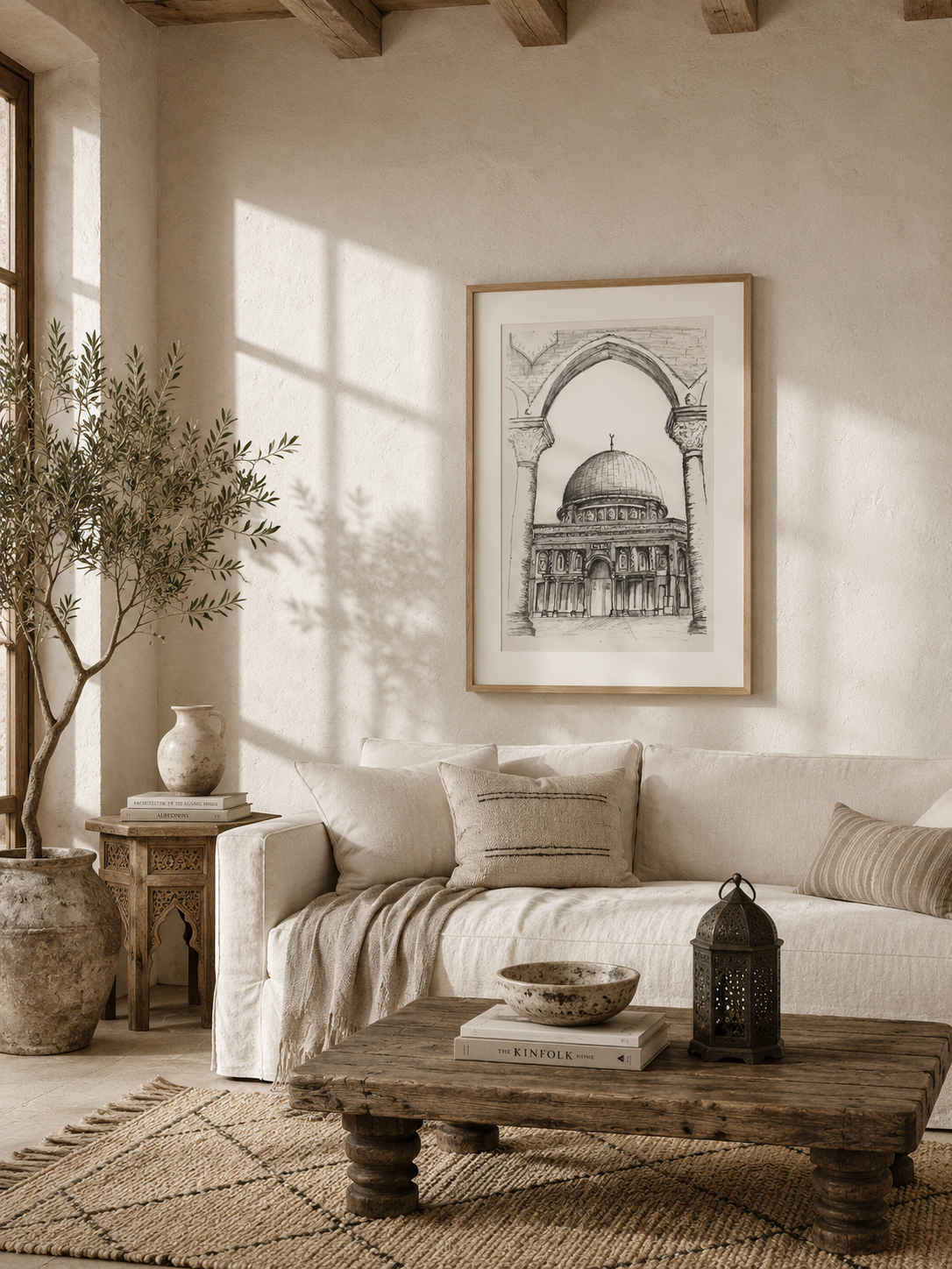 Dome of the Rock Wall Art Print | Hand-Drawn Jerusalem Palestine Islamic Artwork