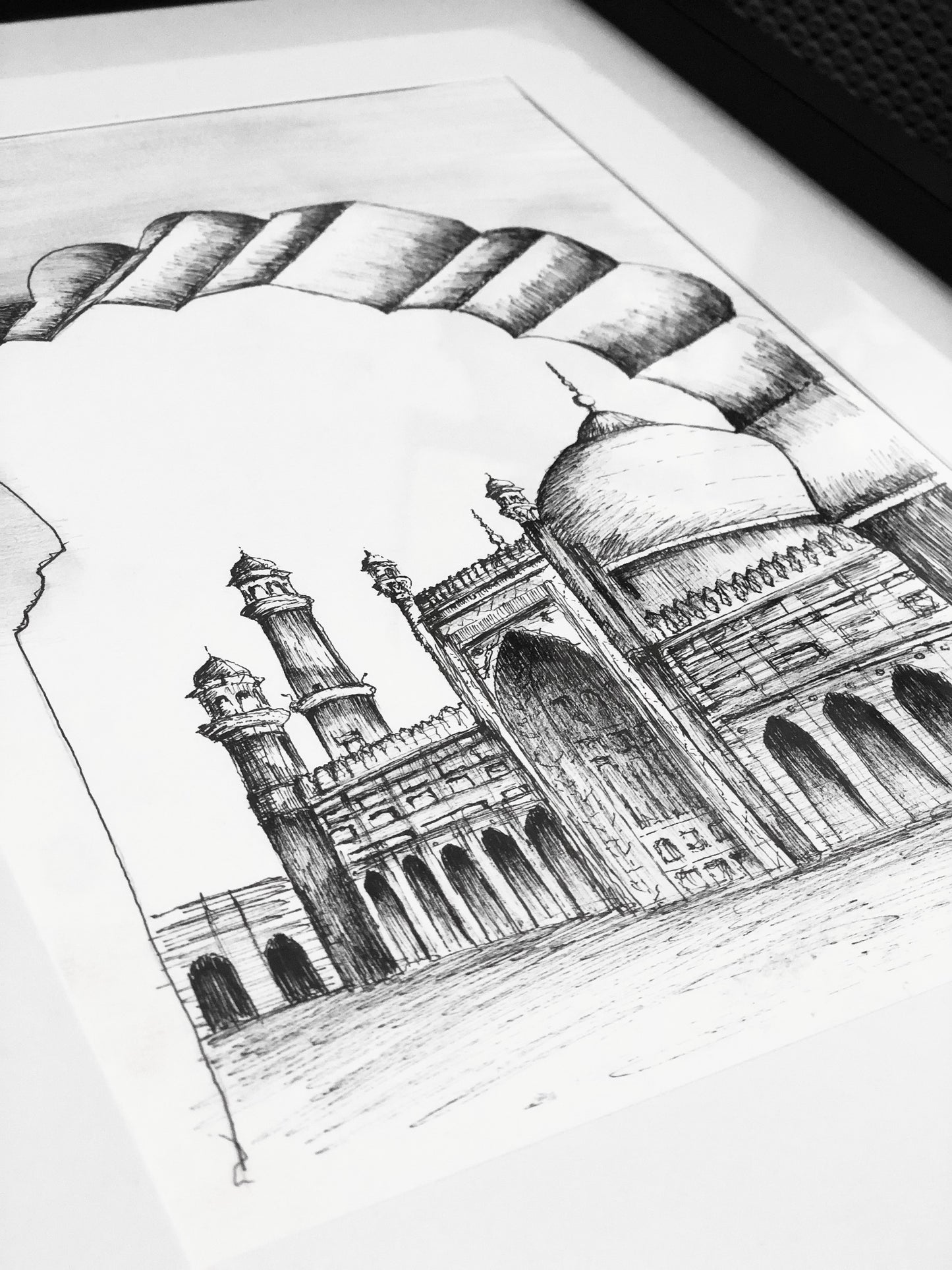 Hand drawn Badshahi Mosque