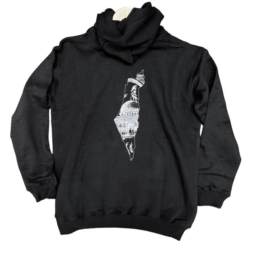 Black Palestine Map Hoodie