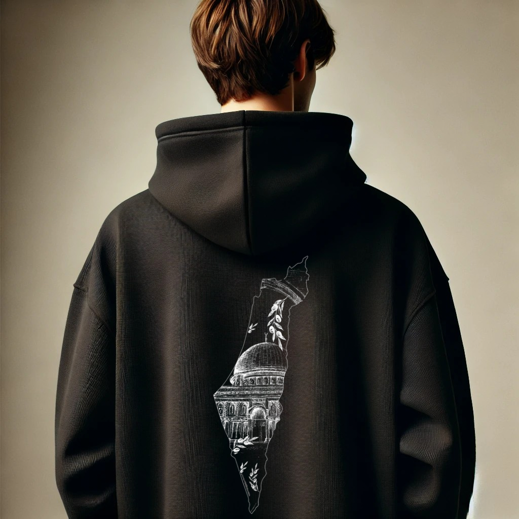 Black Palestine Map Hoodie